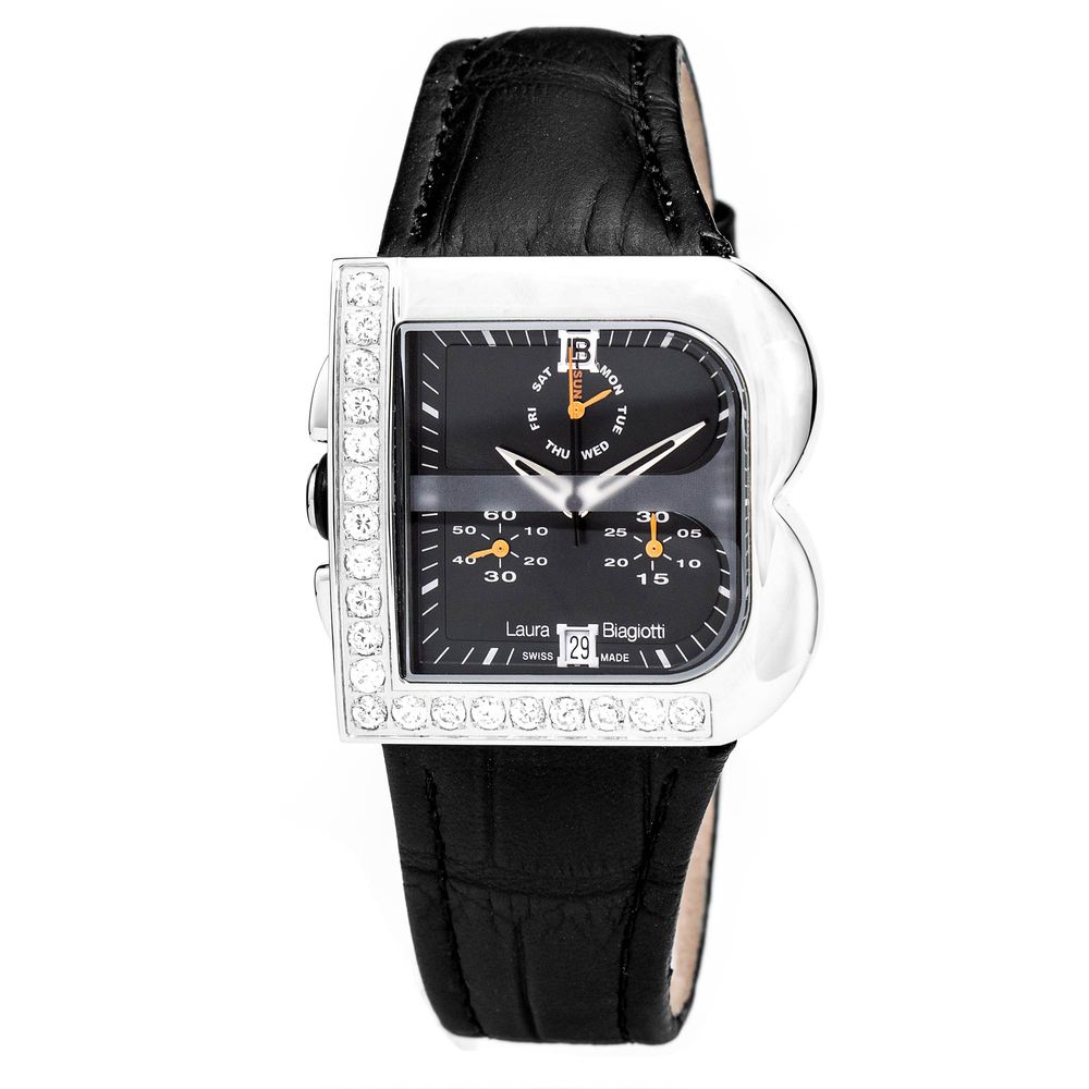 Laura Biagiotti Black Leather Dress Watch Laura Biagiotti