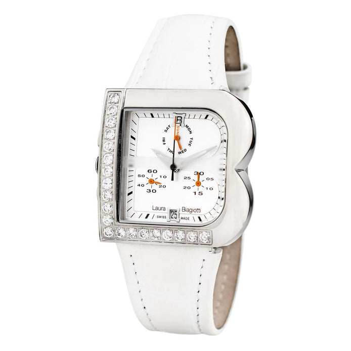 Laura Biagiotti White Leather Dress Watch Laura Biagiotti