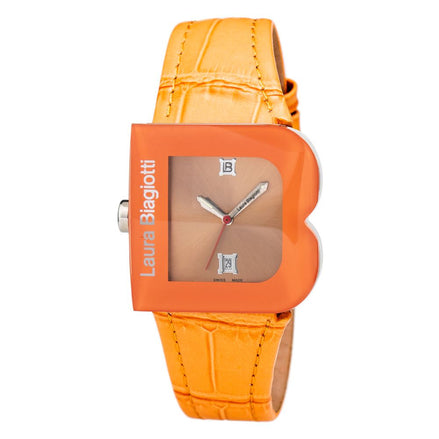 Laura Biagiotti Orange Leather Dress Watch Laura Biagiotti