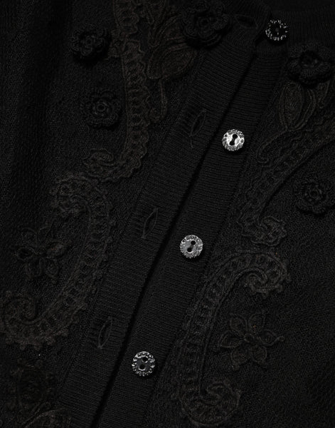 Dolce & Gabbana Black Sheer Button Down Cardigan Sweater Dolce & Gabbana