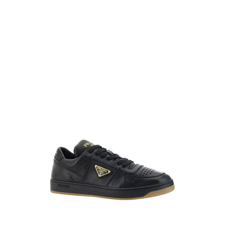 Prada Black Calf Leather Bos Taurus Low Top Sneakers