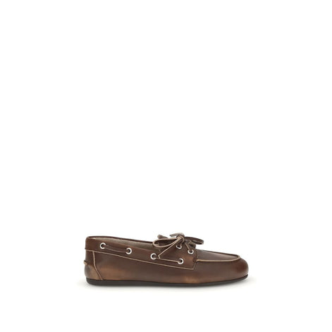 Miu Miu Brown Calf Leather Bos Taurus Slip-On Loafers Miu Miu