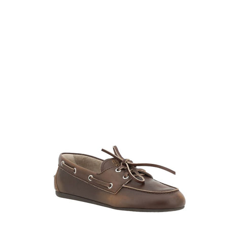 Miu Miu Brown Calf Leather Bos Taurus Slip-On Loafers Miu Miu