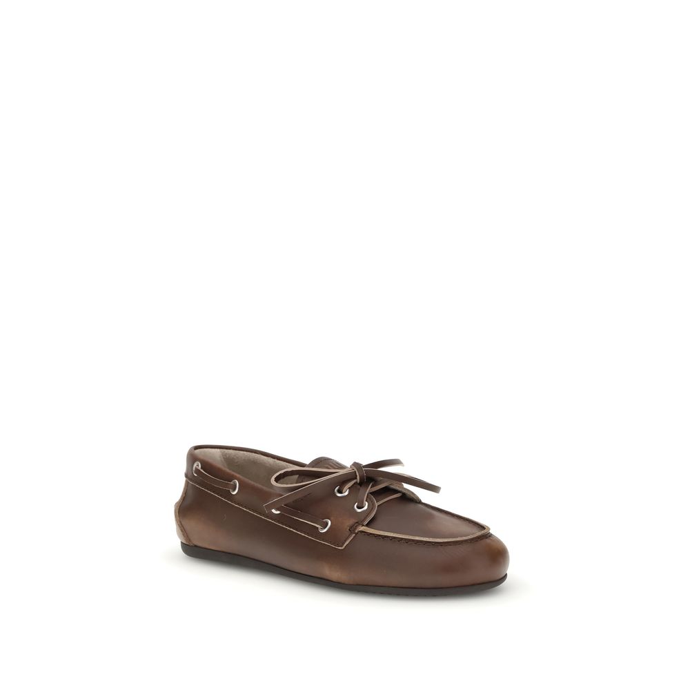 Miu Miu Brown Calf Leather Bos Taurus Slip-On Loafers Miu Miu
