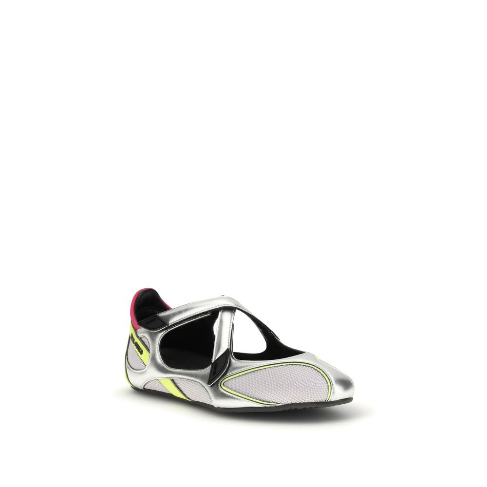 The Attico Silver Polyurethane Ballet Flats The Attico