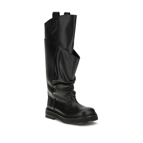 The Attico Black Calf Leather Bos Taurus Boots The Attico