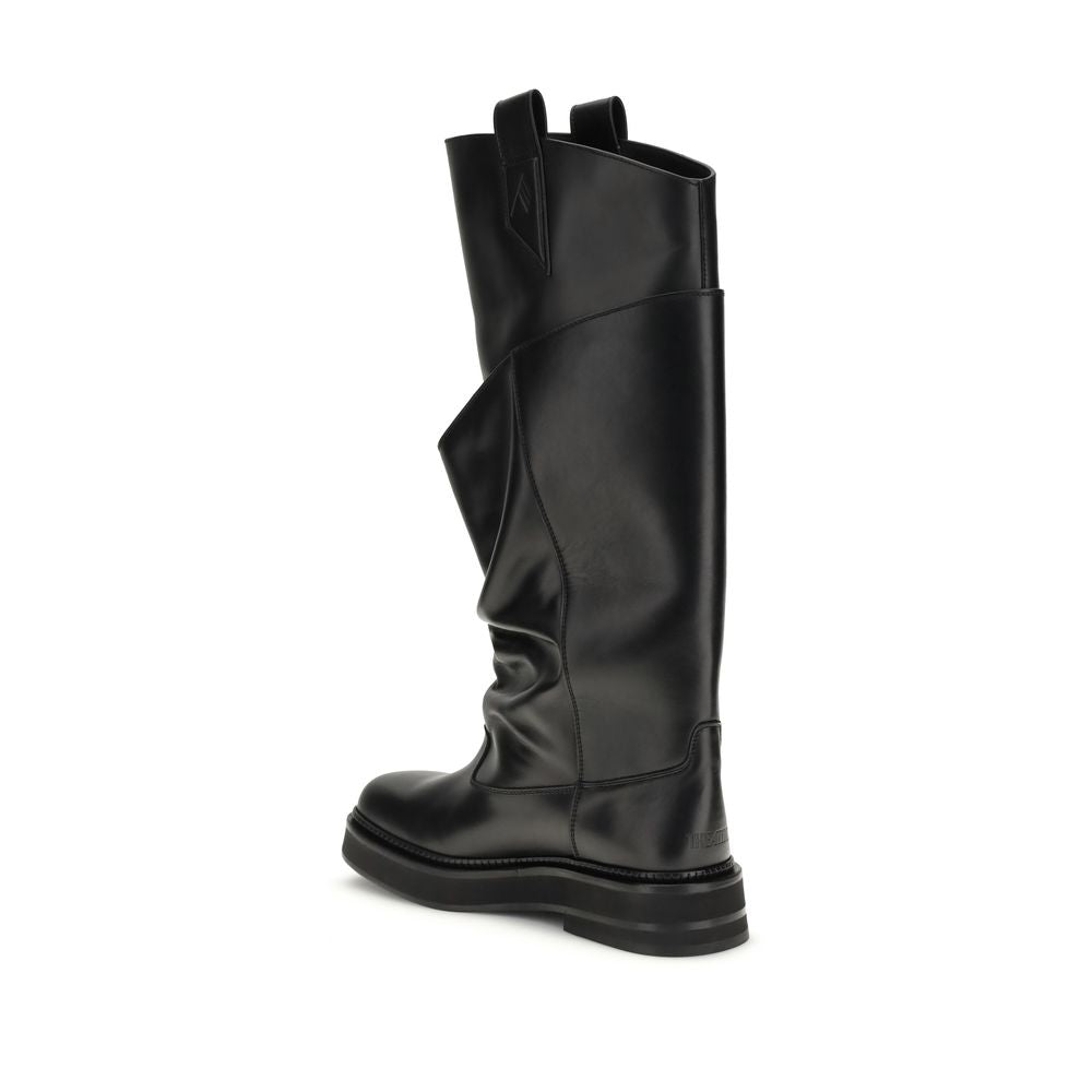 The Attico Black Calf Leather Bos Taurus Boots The Attico