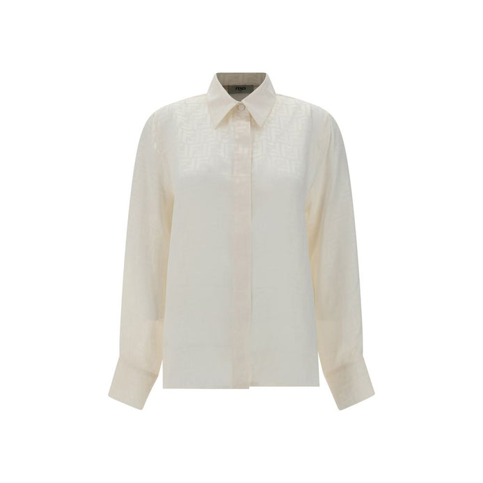 Fendi White Silk Pattern Shirt Fendi