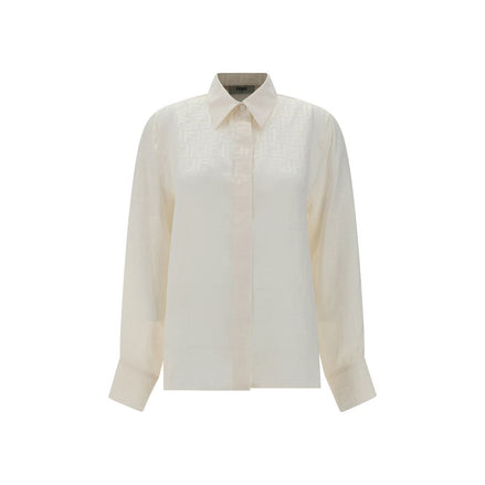 Fendi White Silk Pattern Shirt Fendi