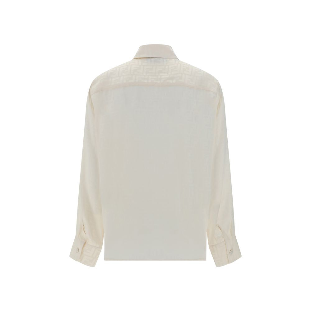 Fendi White Silk Pattern Shirt Fendi