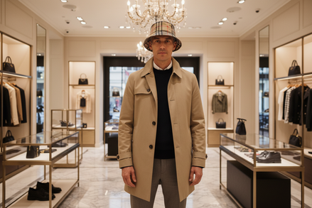 Bob Burberry Coton Beige Check Homme