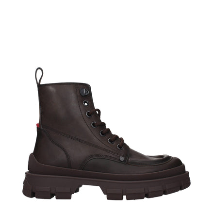 Moncler Brown Leather Ankle Boots Moncler