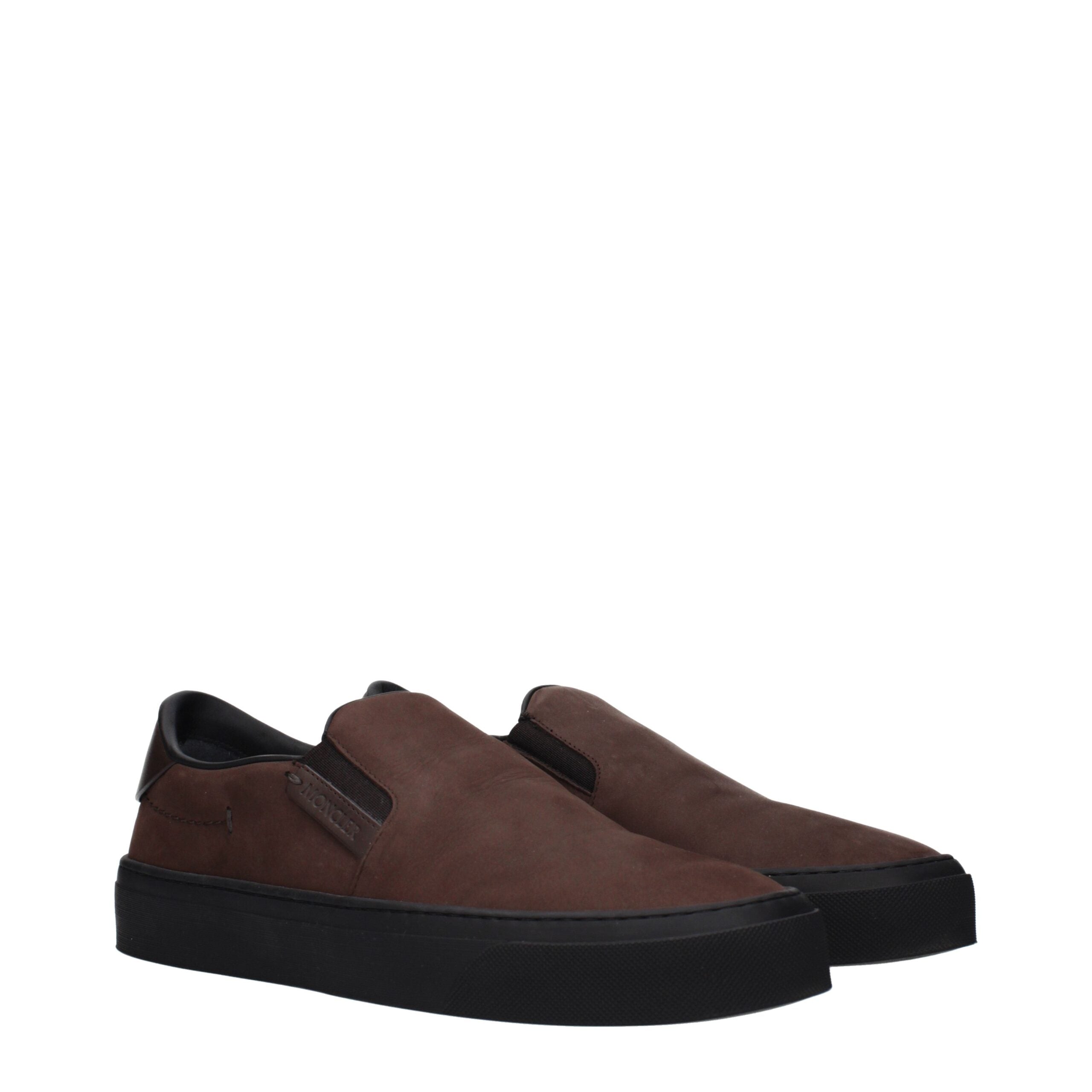 Moncler Brown Leather Slip-On Loafers Moncler