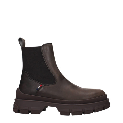 Moncler Brown Leather Ankle Boots Moncler