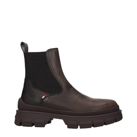 Moncler Brown Leather Ankle Boots Moncler