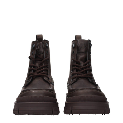 Moncler Brown Leather Ankle Boots Moncler