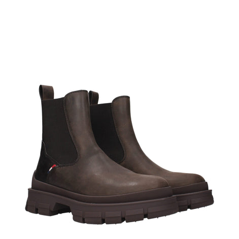 Moncler Brown Leather Ankle Boots Moncler