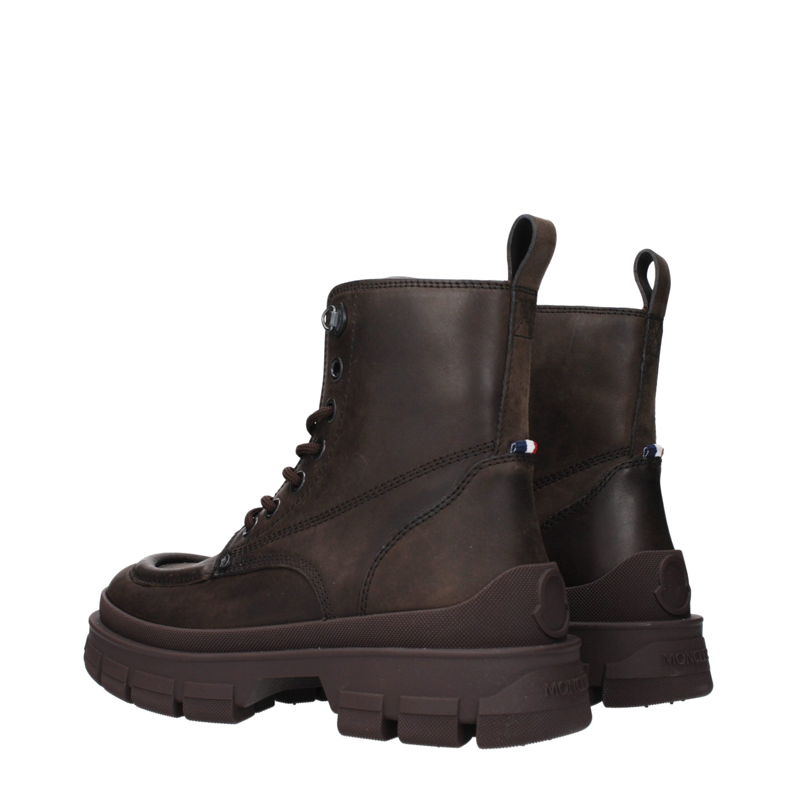 Moncler Brown Leather Ankle Boots Moncler