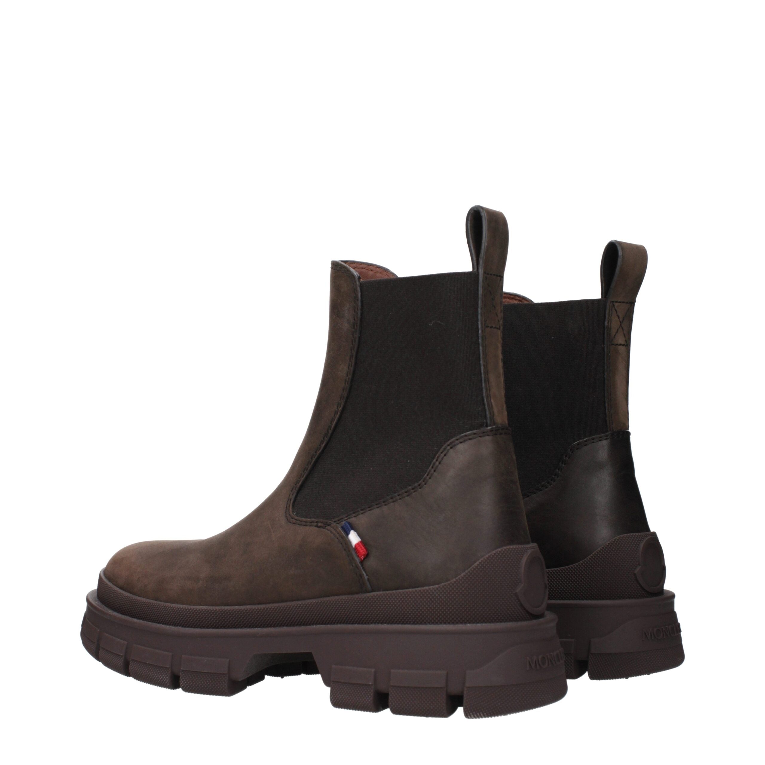 Moncler Brown Leather Ankle Boots Moncler