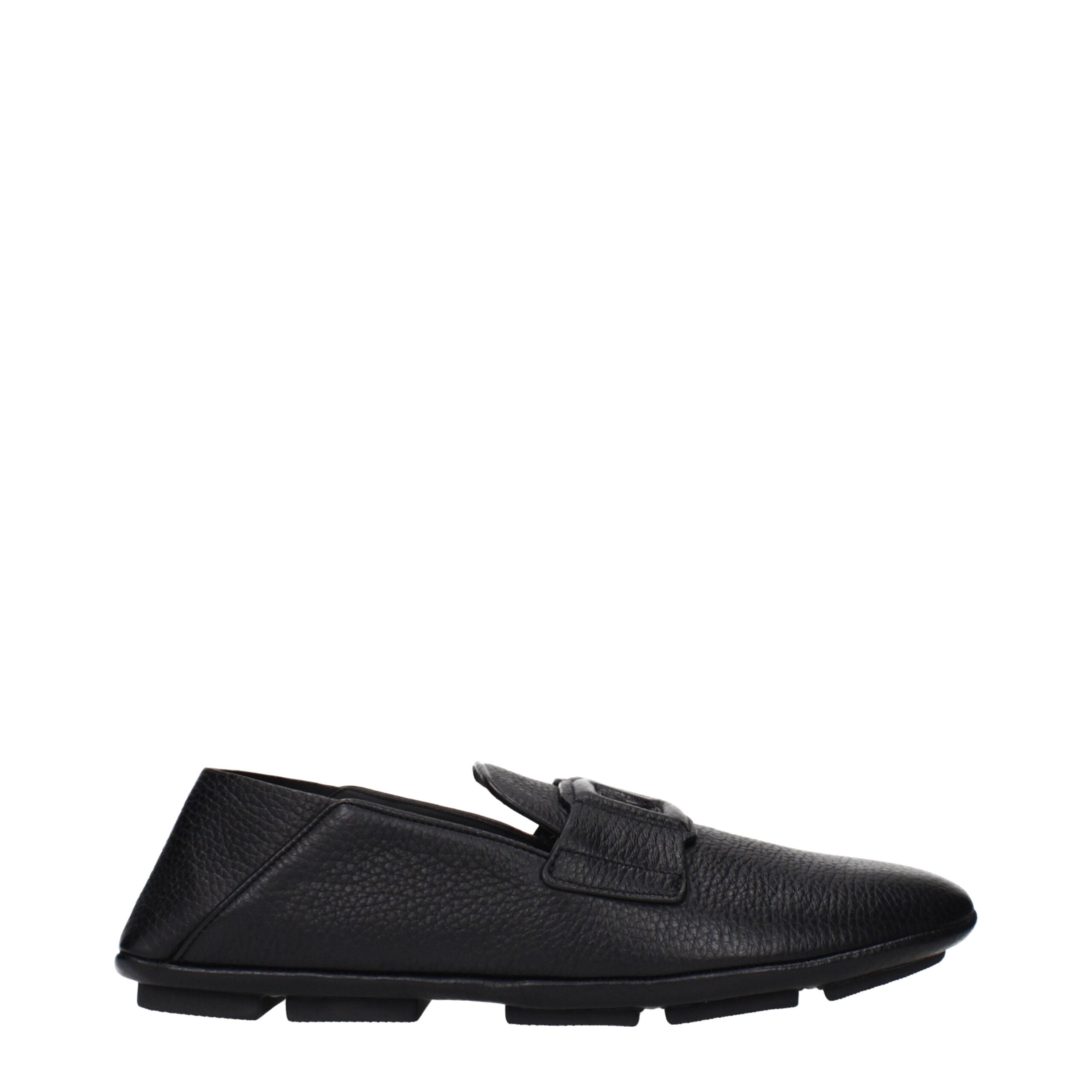 Dolce & Gabbana Black Leather Slip-On Loafers Dolce & Gabbana