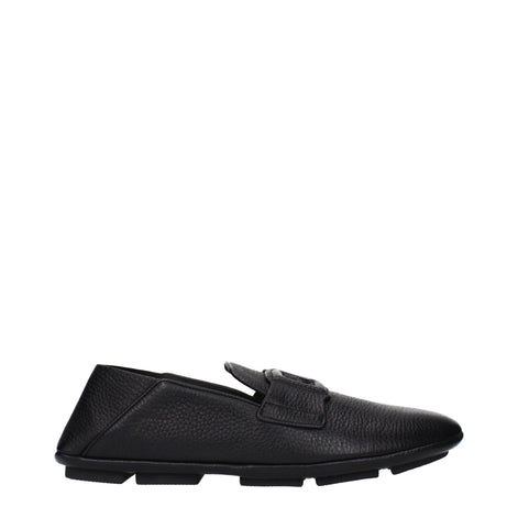 Dolce & Gabbana Black Leather Slip-On Loafers Dolce & Gabbana