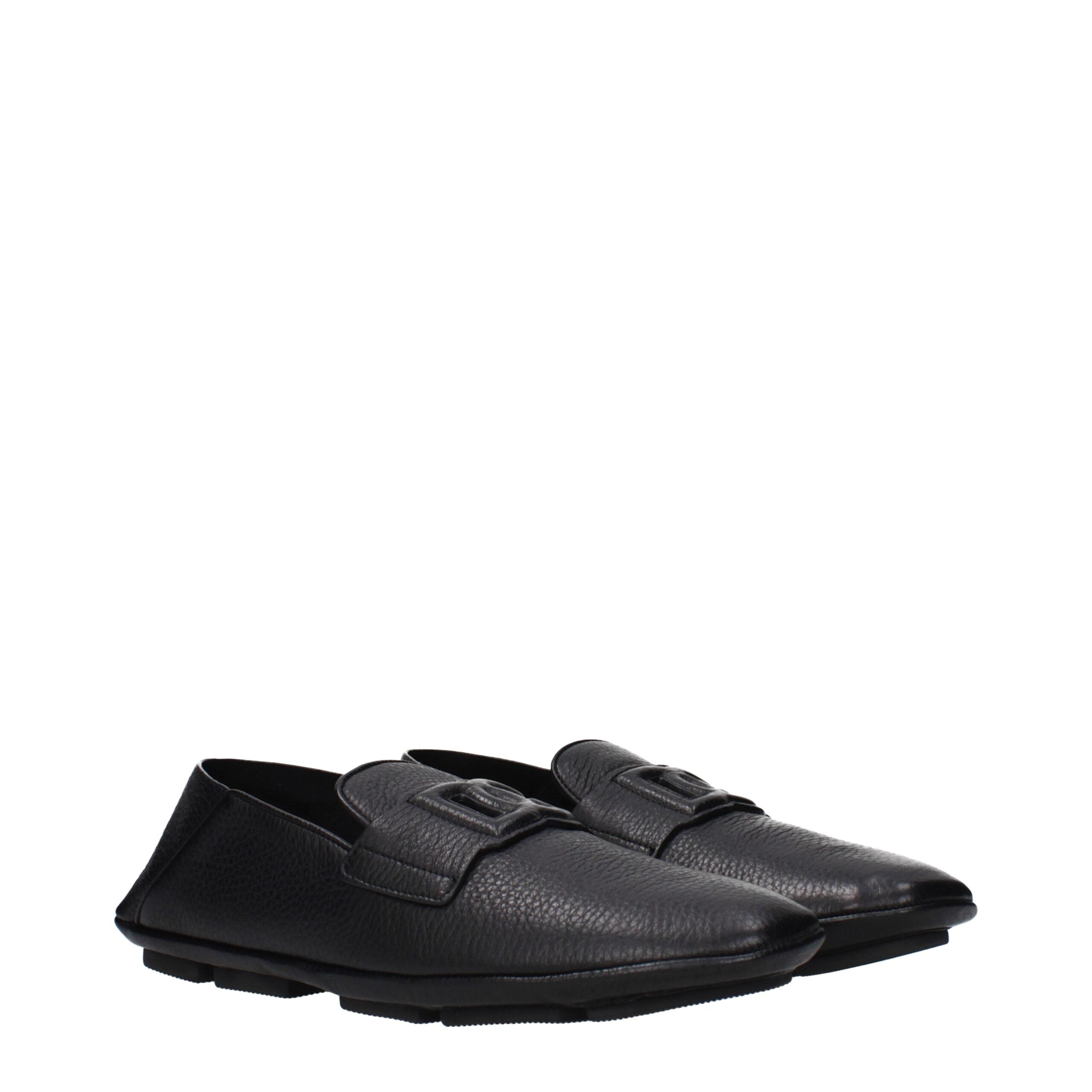 Dolce & Gabbana Black Leather Slip-On Loafers Dolce & Gabbana
