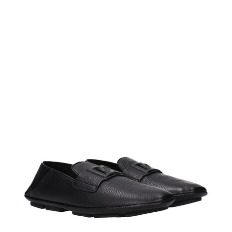 Dolce & Gabbana Black Leather Slip-On Loafers Dolce & Gabbana