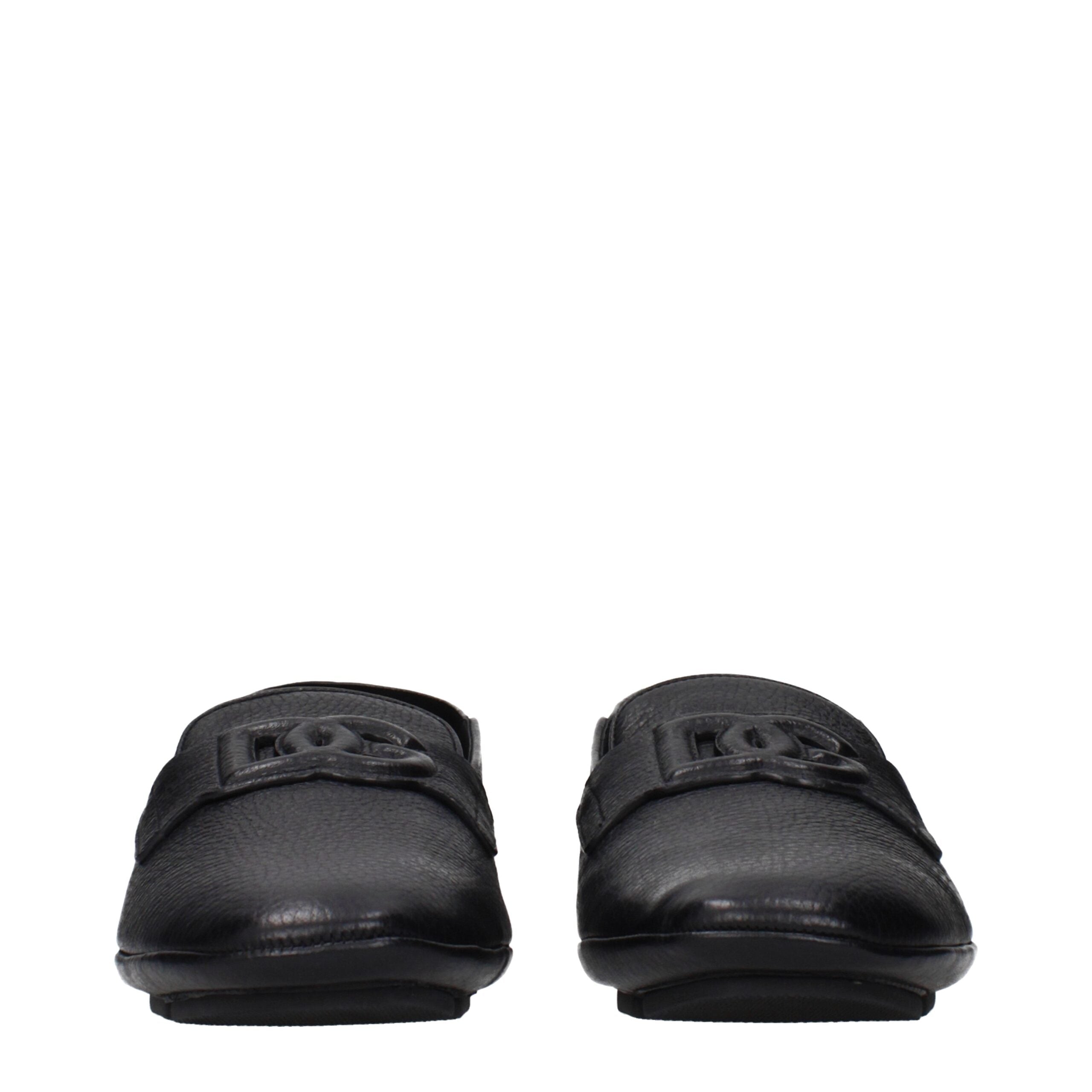 Dolce & Gabbana Black Leather Slip-On Loafers Dolce & Gabbana