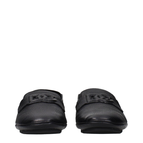 Dolce & Gabbana Black Leather Slip-On Loafers Dolce & Gabbana
