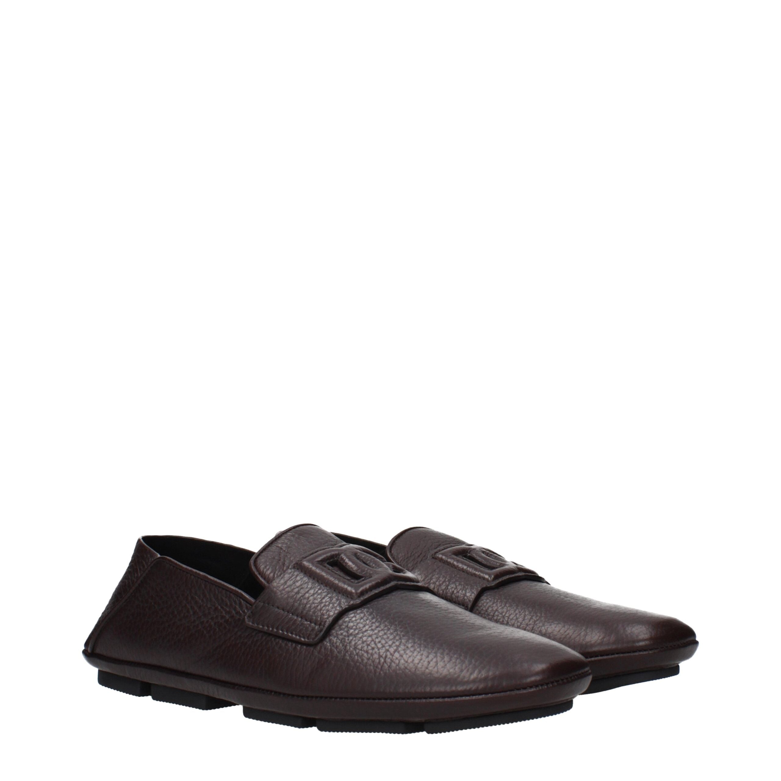 Dolce & Gabbana Brown Leather Slip-On Loafers Dolce & Gabbana