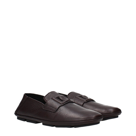 Dolce & Gabbana Brown Leather Slip-On Loafers Dolce & Gabbana