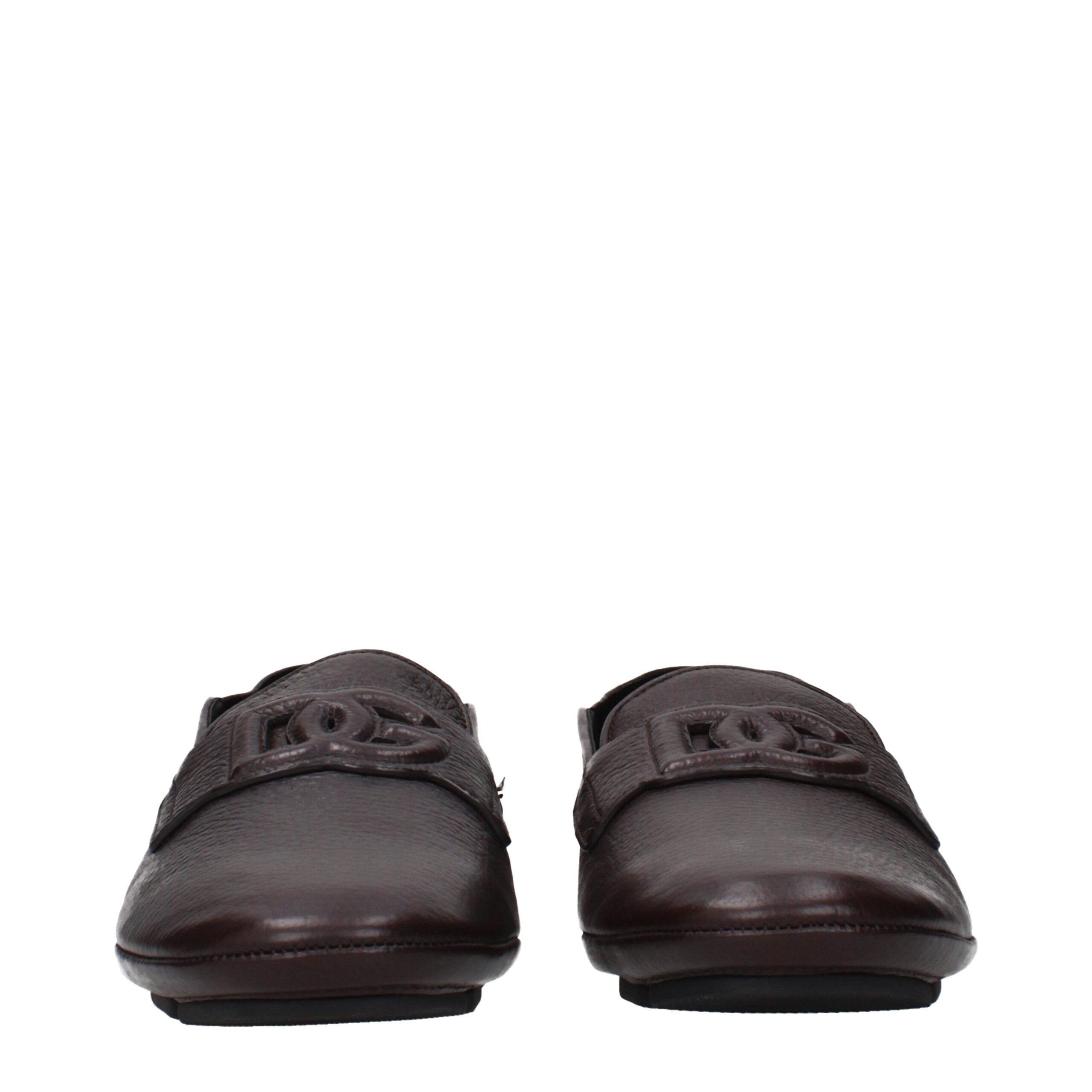 Dolce & Gabbana Brown Leather Slip-On Loafers Dolce & Gabbana