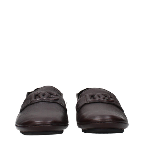 Dolce & Gabbana Brown Leather Slip-On Loafers Dolce & Gabbana