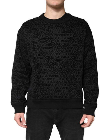 Dolce & Gabbana Black Monogram Crew Neck Sweatshirt Sweater Dolce & Gabbana