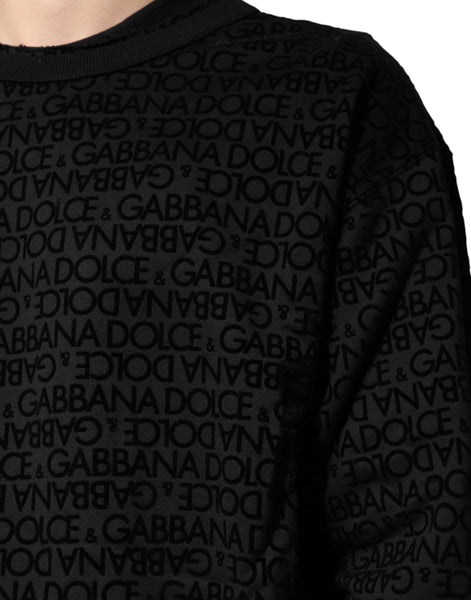 Dolce & Gabbana Black Monogram Crew Neck Sweatshirt Sweater Dolce & Gabbana