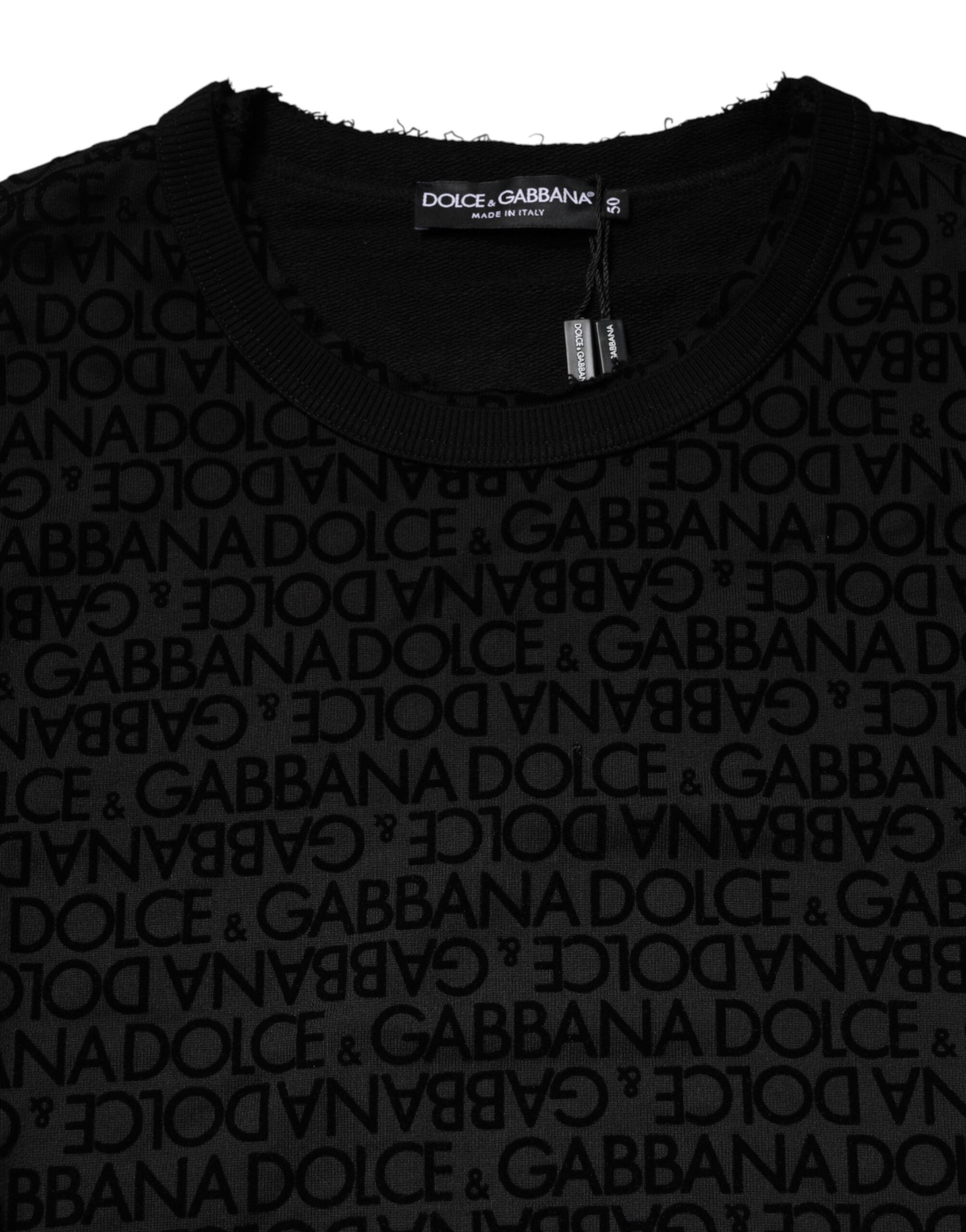 Dolce & Gabbana Black Monogram Crew Neck Sweatshirt Sweater Dolce & Gabbana