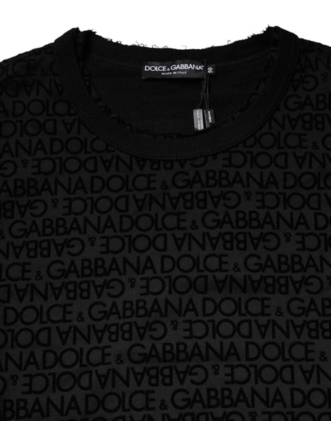 Dolce & Gabbana Black Monogram Crew Neck Sweatshirt Sweater Dolce & Gabbana