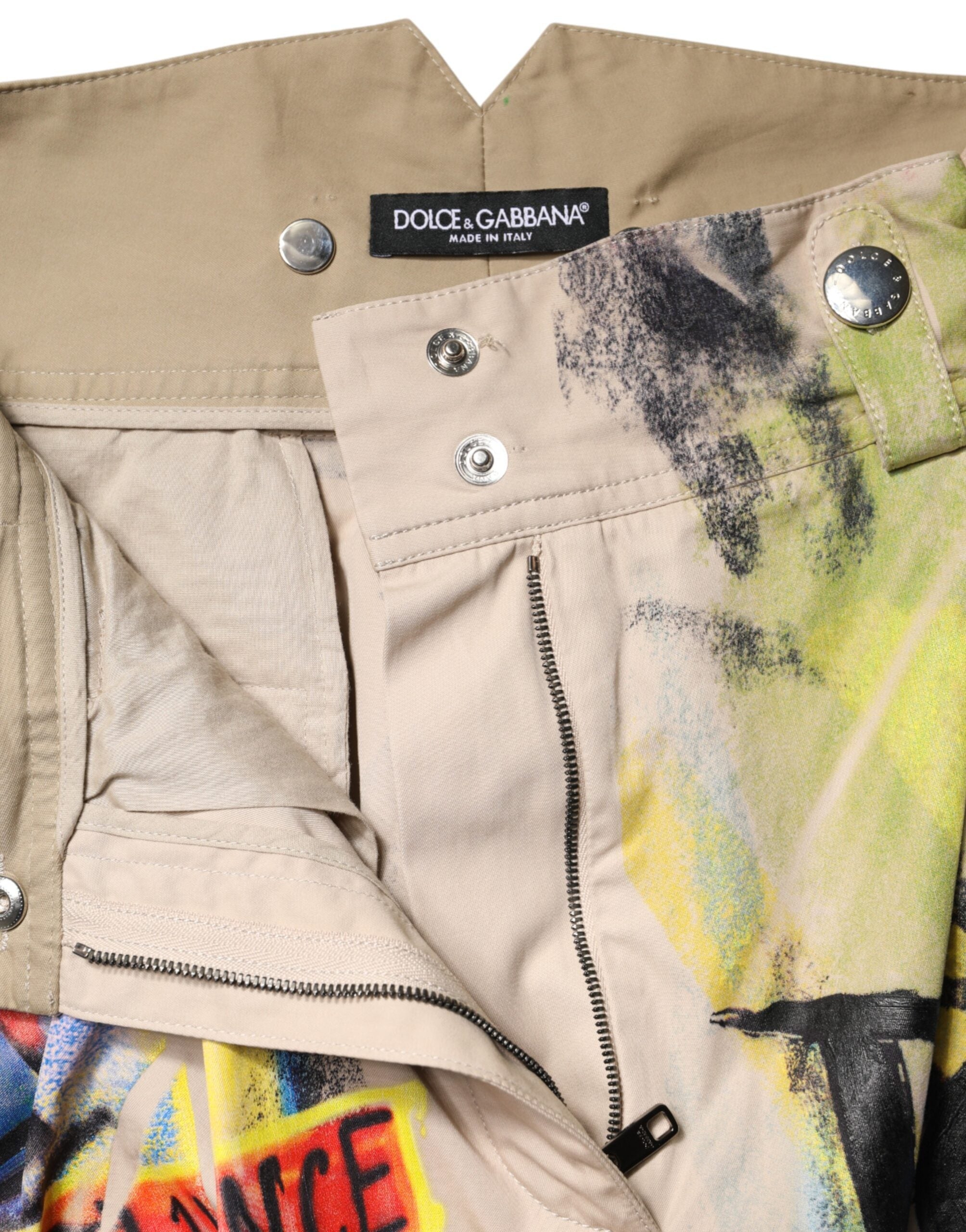 Dolce & Gabbana Multicolor Graffiti HighWaist Bermuda Shorts Dolce & Gabbana
