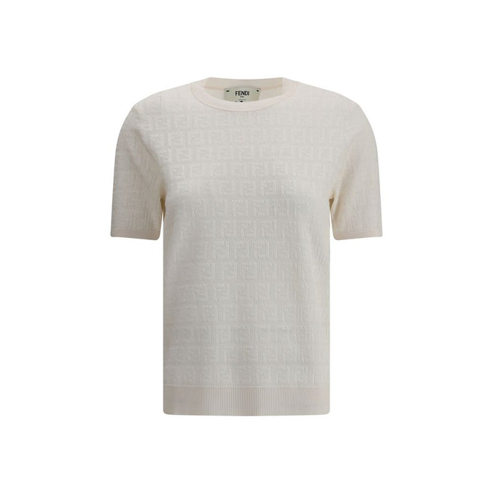 Fendi White Viscose T-Shirt Fendi