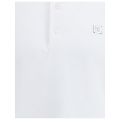 Fendi White Cotton Polo Shirt Fendi