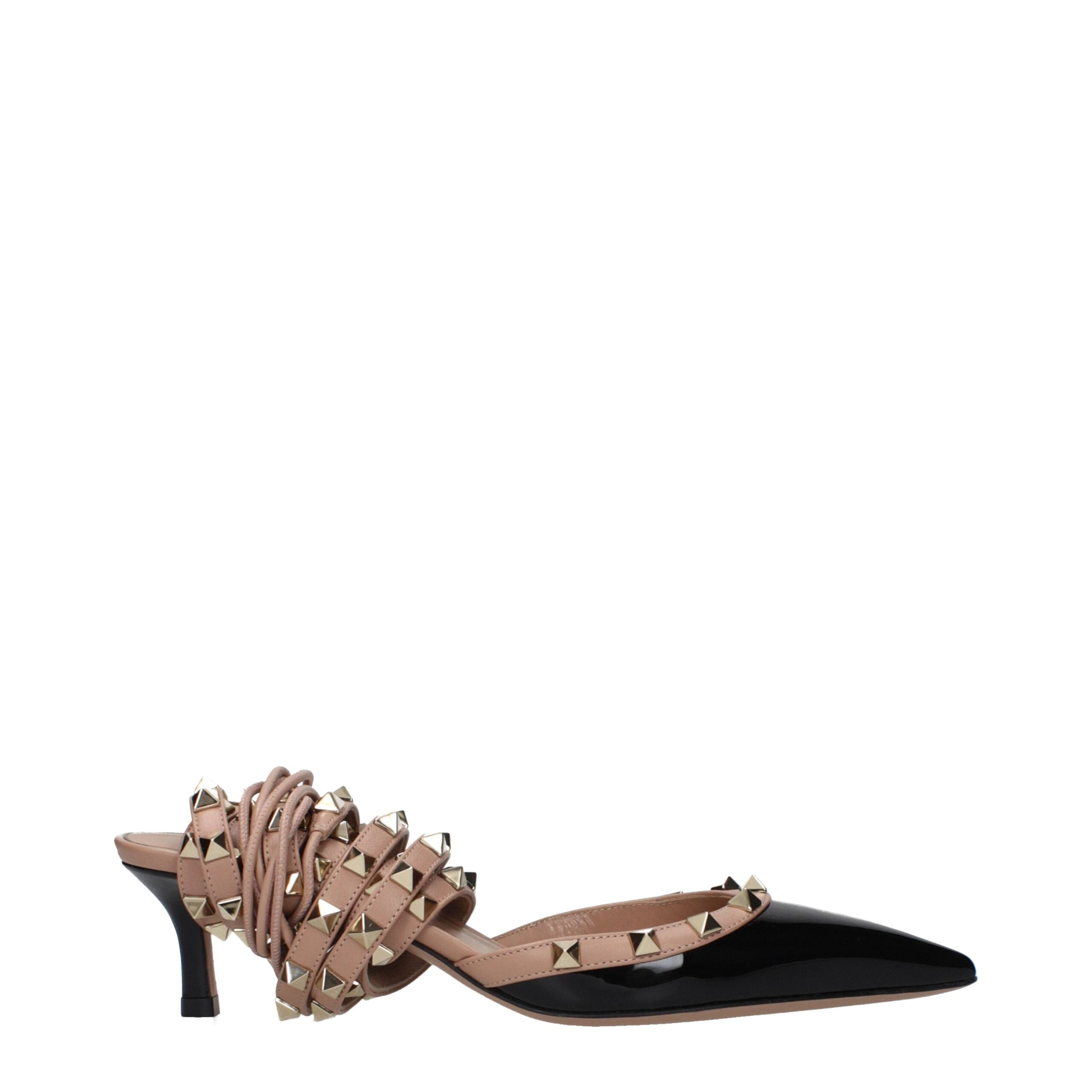 Valentino Garavani Black Leather Strap-On Sandals Valentino Garavani