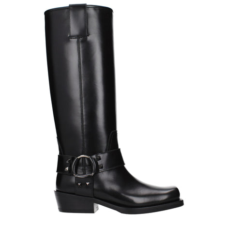 Valentino Garavani Black Leather Boots Valentino Garavani