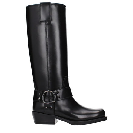 Valentino Garavani Black Leather Boots Valentino Garavani