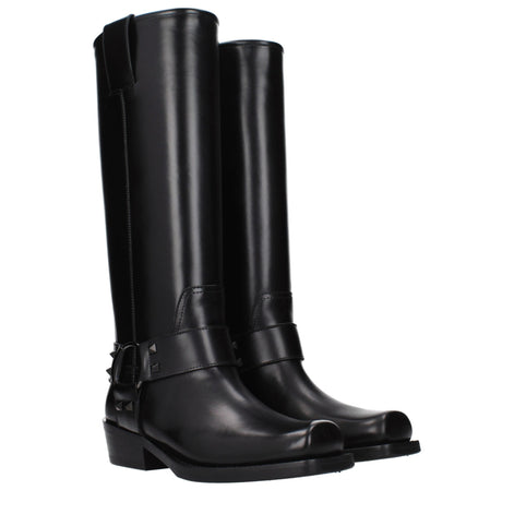 Valentino Garavani Black Leather Boots Valentino Garavani