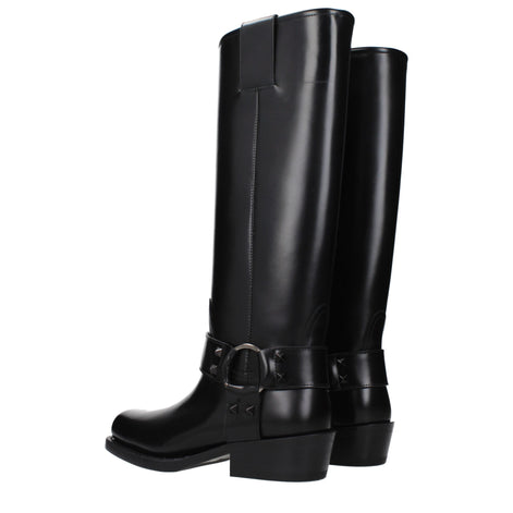 Valentino Garavani Black Leather Boots Valentino Garavani