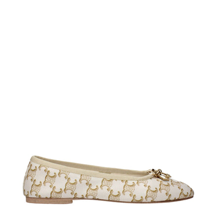 Celine White Leather Ballet Flats Celine