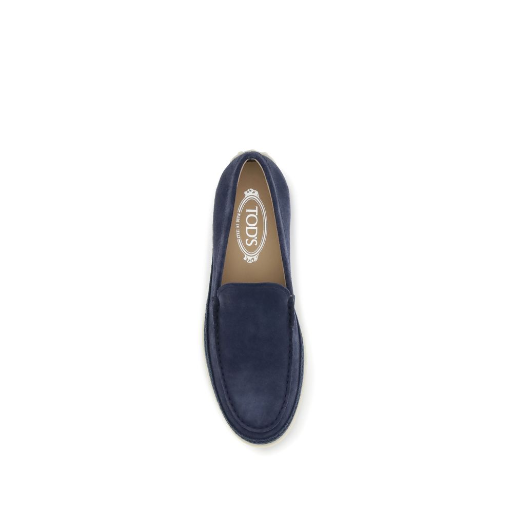 Tod's Blue Calf Leather Bos Taurus Slip-On Loafers Tod's