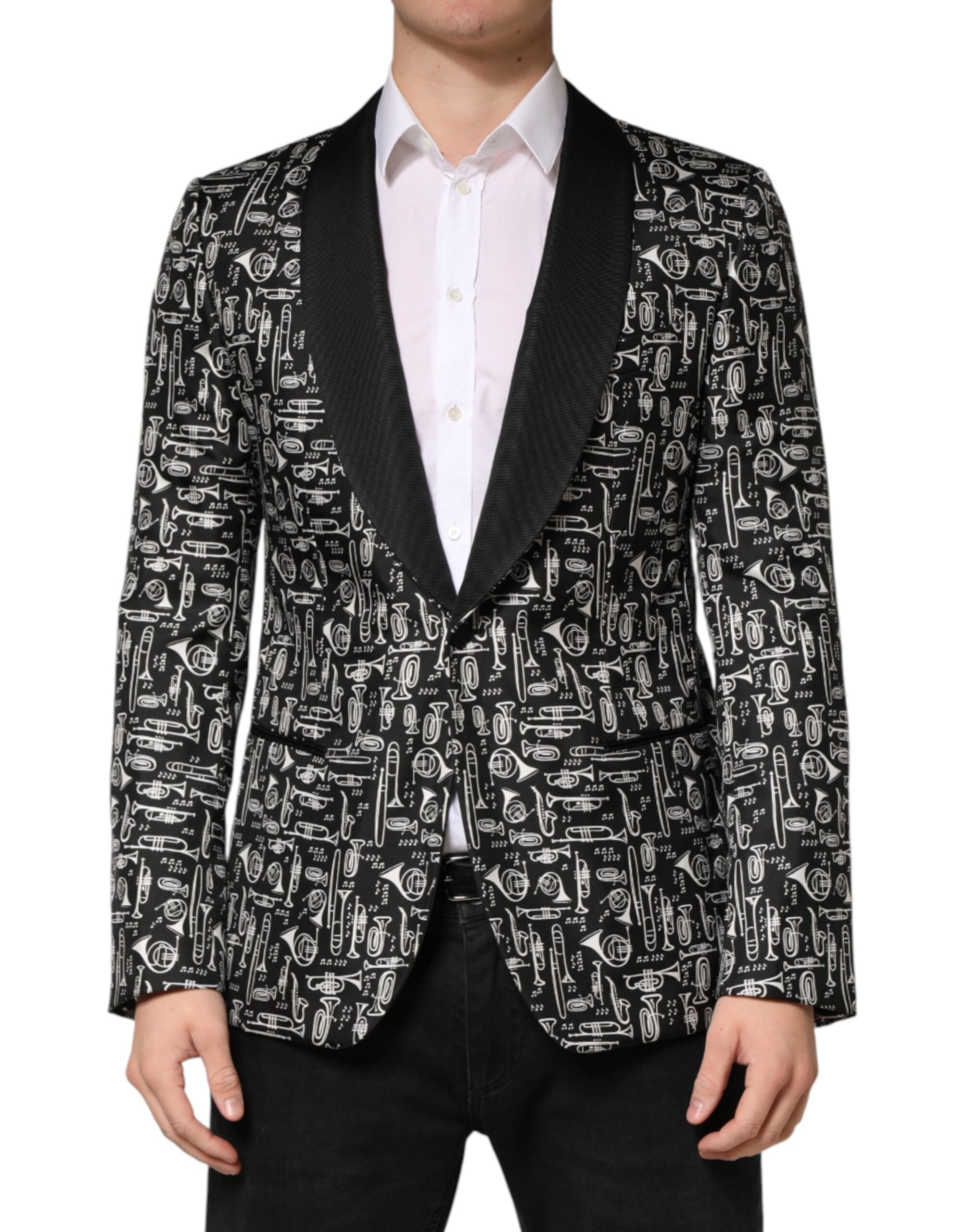 Dolce & Gabbana Black Jazz Club Silk Single Breasted Blazer Dolce & Gabbana