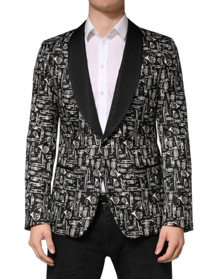 Dolce & Gabbana Black Jazz Club Silk Single Breasted Blazer Dolce & Gabbana