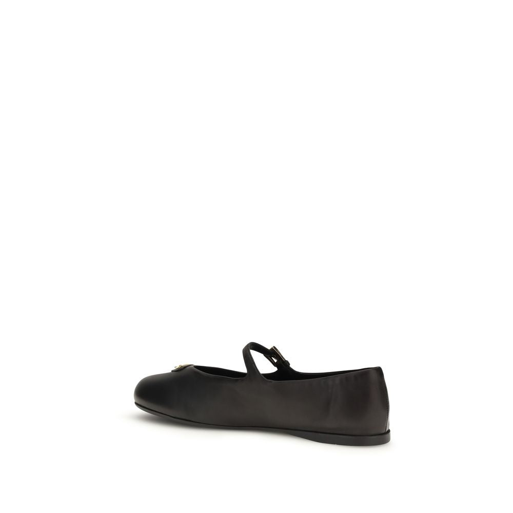 Prada Black Lamb Ovis Aries Aries Ballet Flats Prada